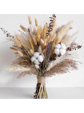 New Flower Bouquet - Pampas Grass, Cotton Stems